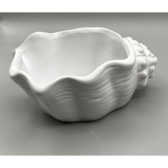 Votive Bay Candle Candy Dish Jewelry Ceramic 5 x 4 Ins.  Shell Design - Picture 1 of 4
